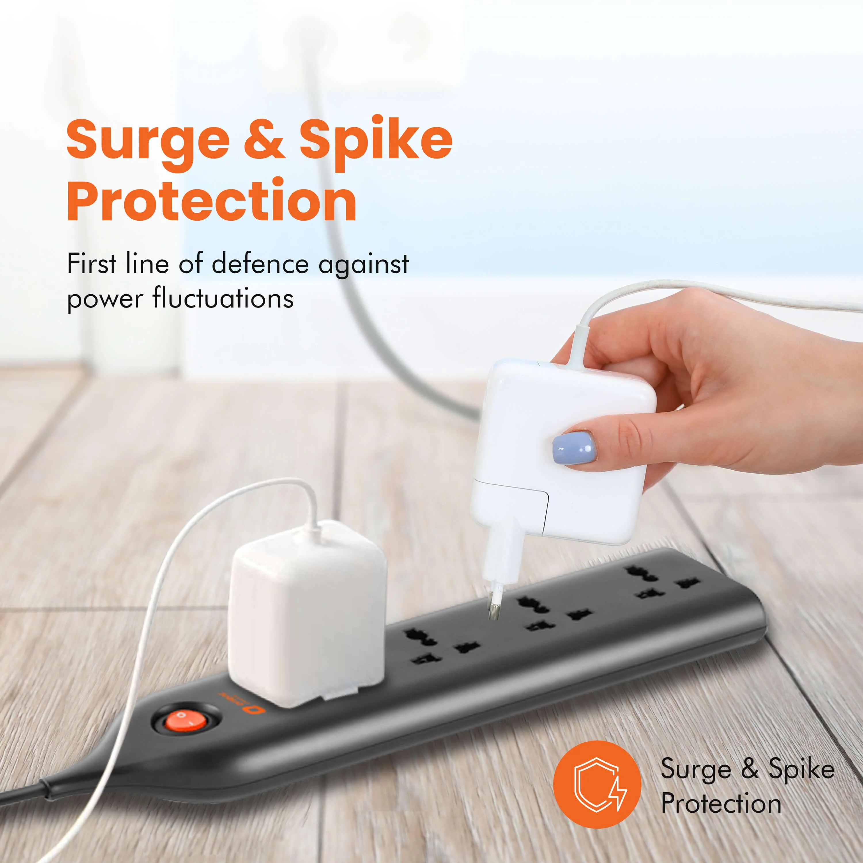 4 Socket Extension Board with 2 Metre Wire (Black) - Image 3