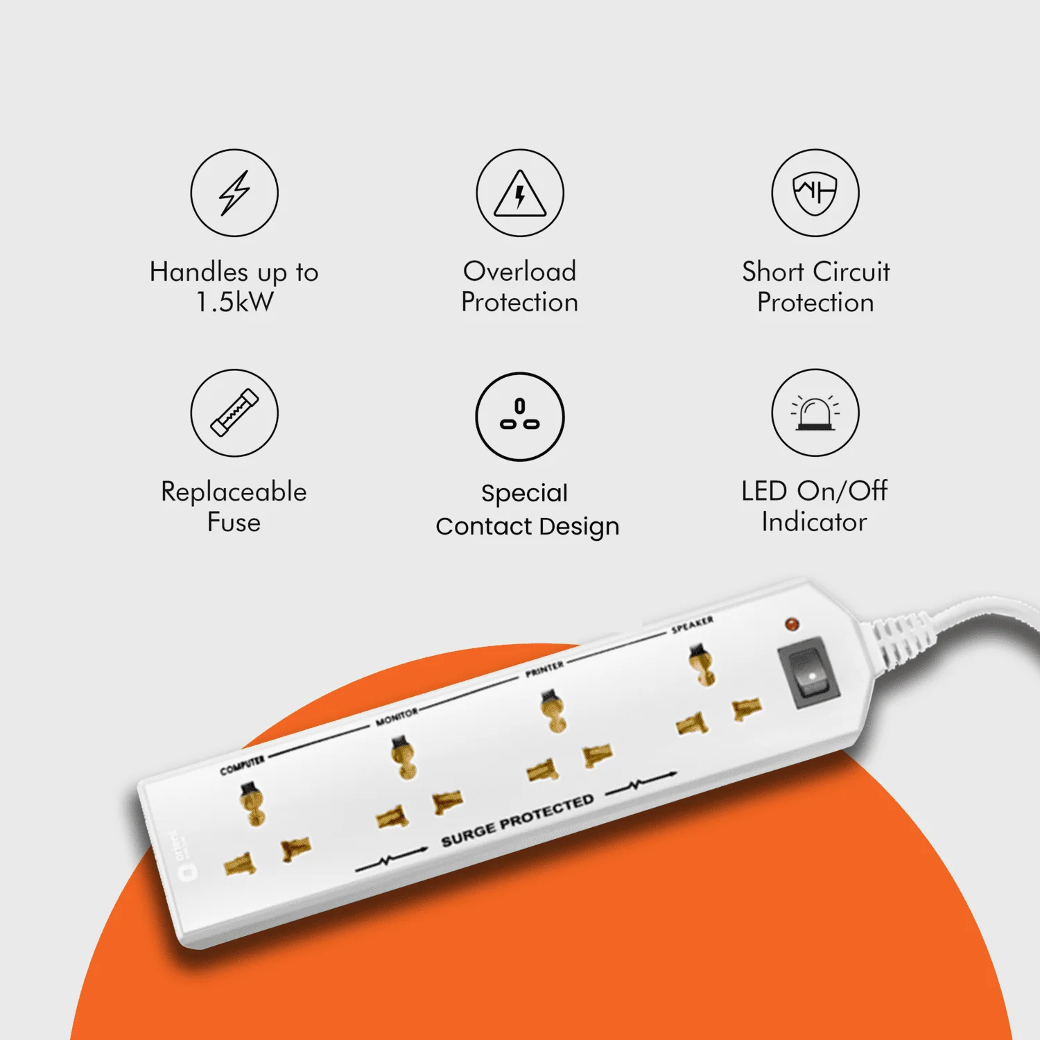 4 Socket Extension Board with 5 Metre Wire - Image 4