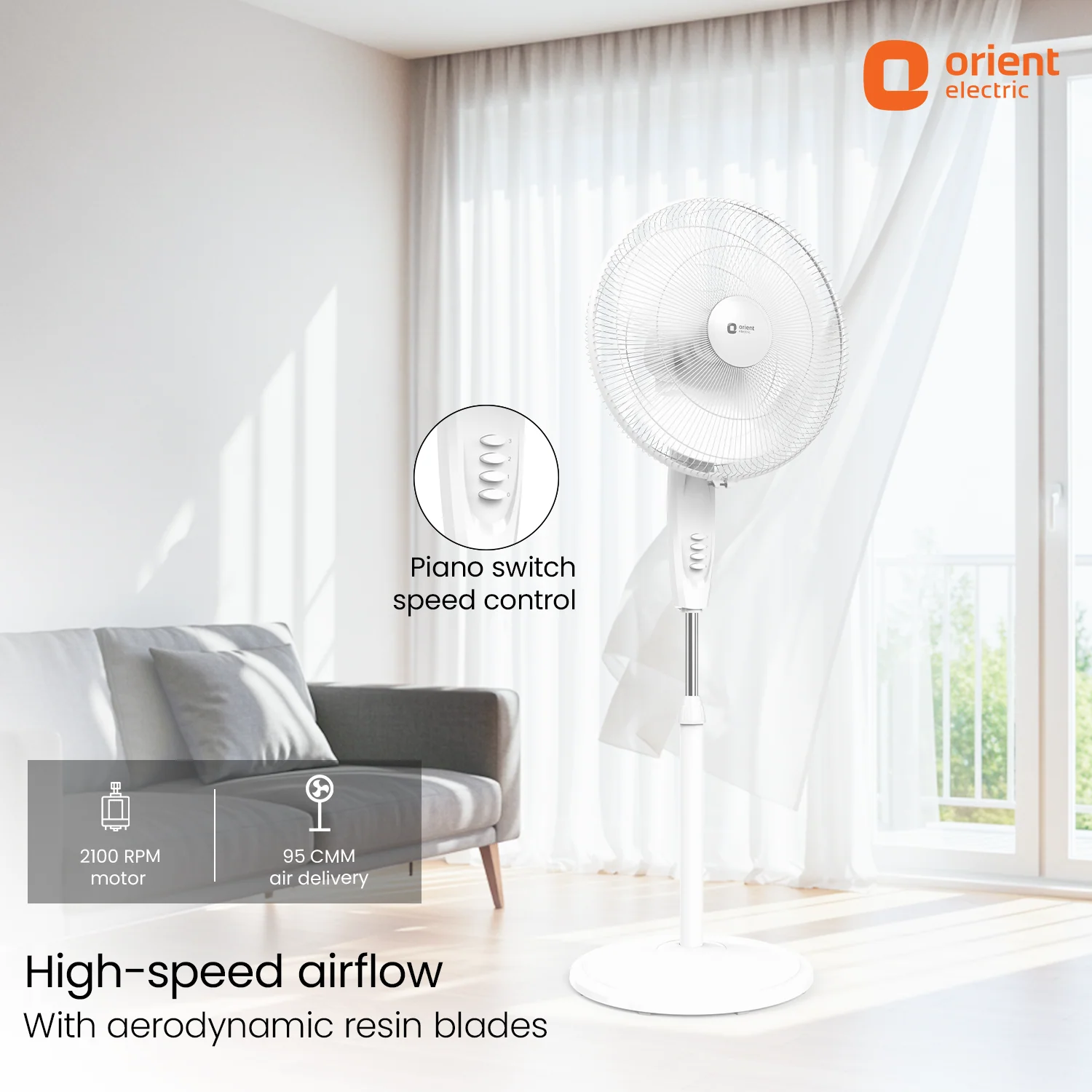 400MM Stand 37 Neo High Speed Pedestal Fan - Image 8