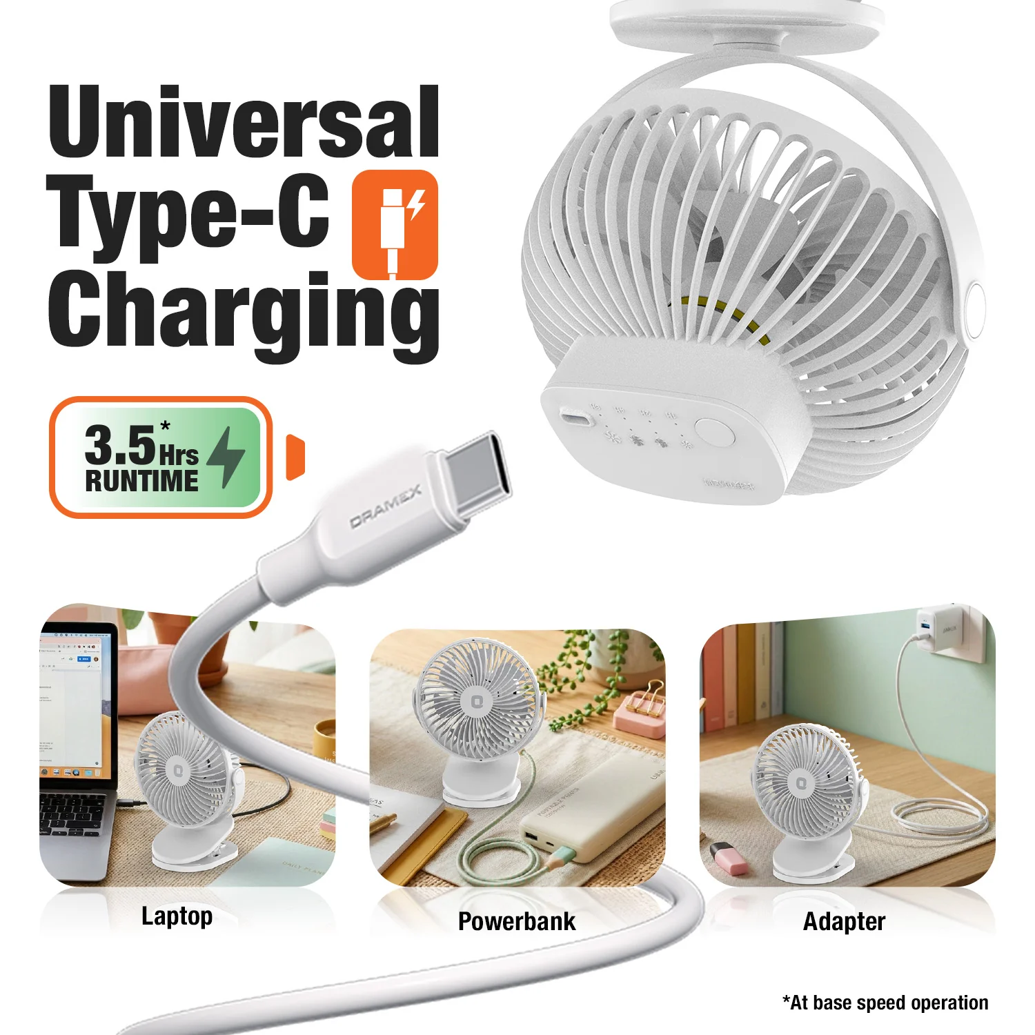 Orbis 5'' Personal Fan | 360 Degree Rotation | Chargeable Portable Fan - Image 23