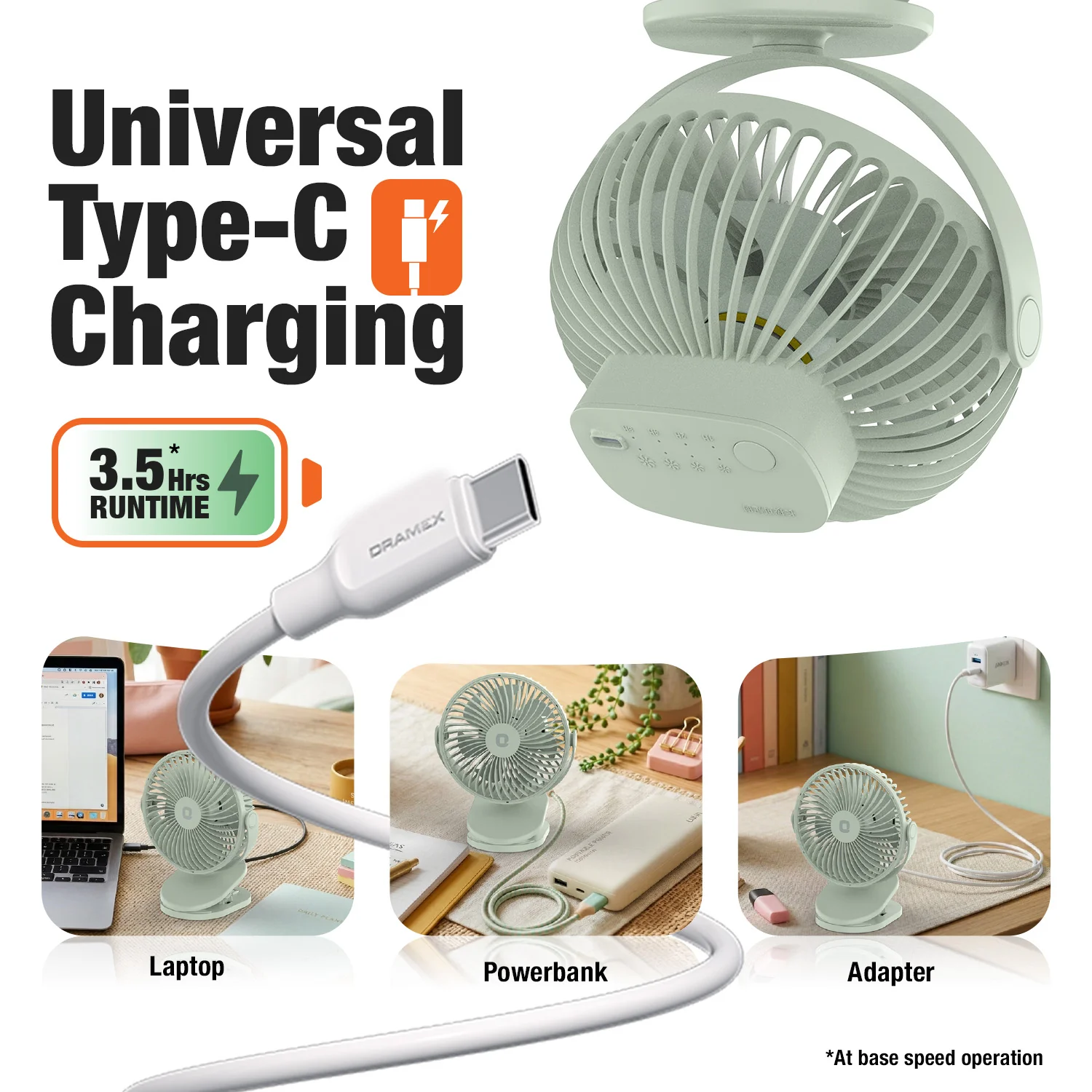 Orbis 5'' Personal Fan | 360 Degree Rotation | Chargeable Portable Fan - Image 40