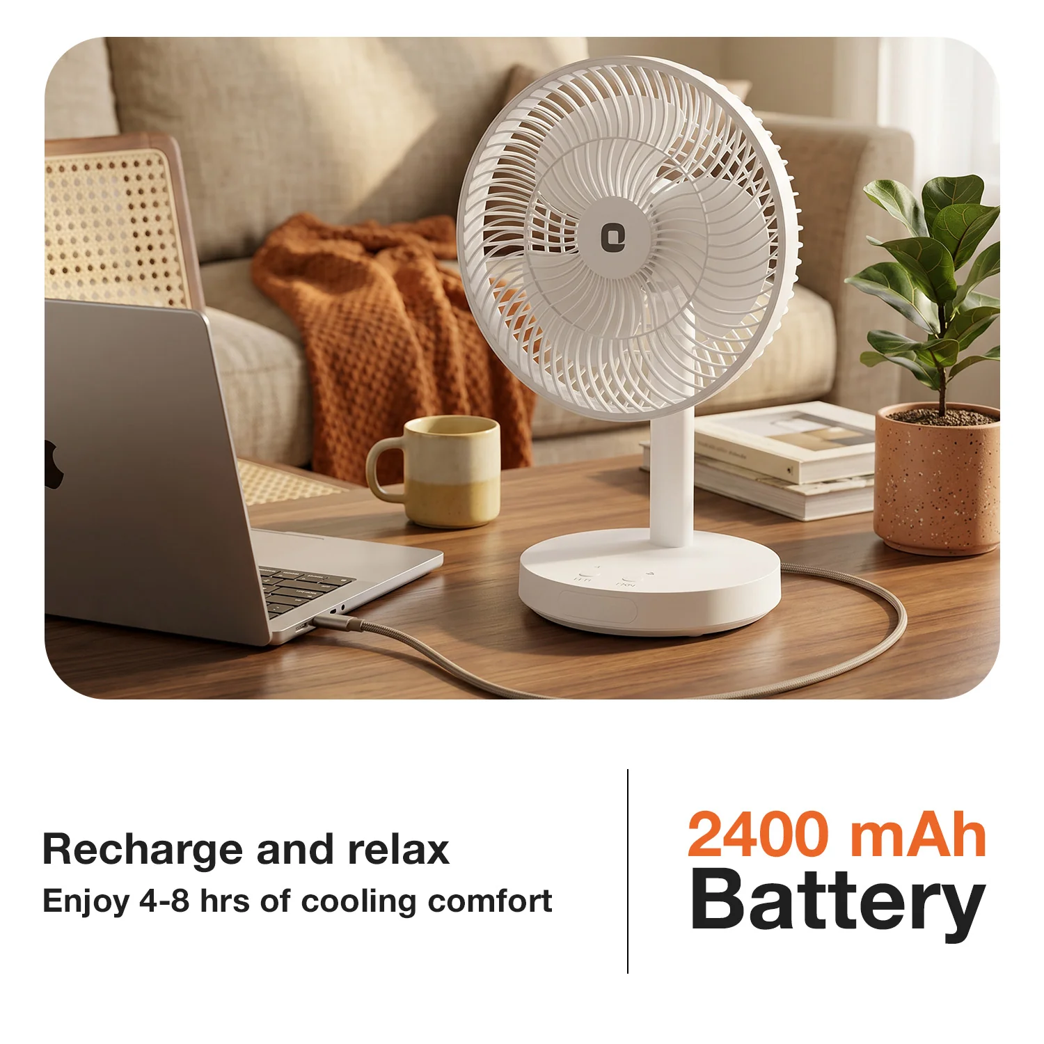 Orient Vento 7" Personal Fan with Light | Rechargeable Fan - Image 6